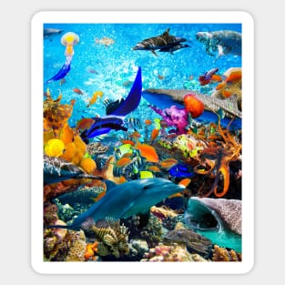 Ocean Dolphin Shark Turtle Coral Sea Fish Orca Whale Reef Sticker